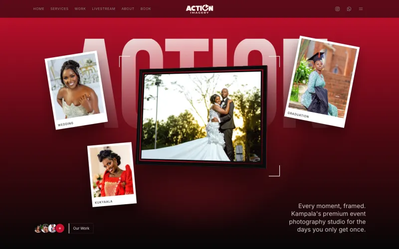Action Imagery wedding and event photography studio website in Kampala