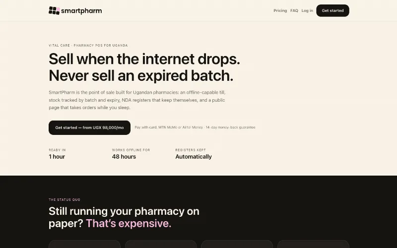 SmartPharm pharmacy POS and inventory software for Uganda, built by AG Digital Solutions